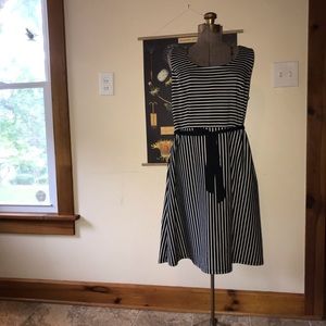 Garden Party! Midi Black and White Striped Dress
